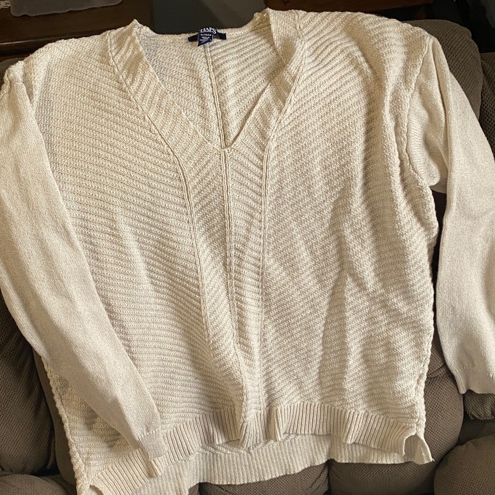 Chaps Cream V-Neck Sweater
